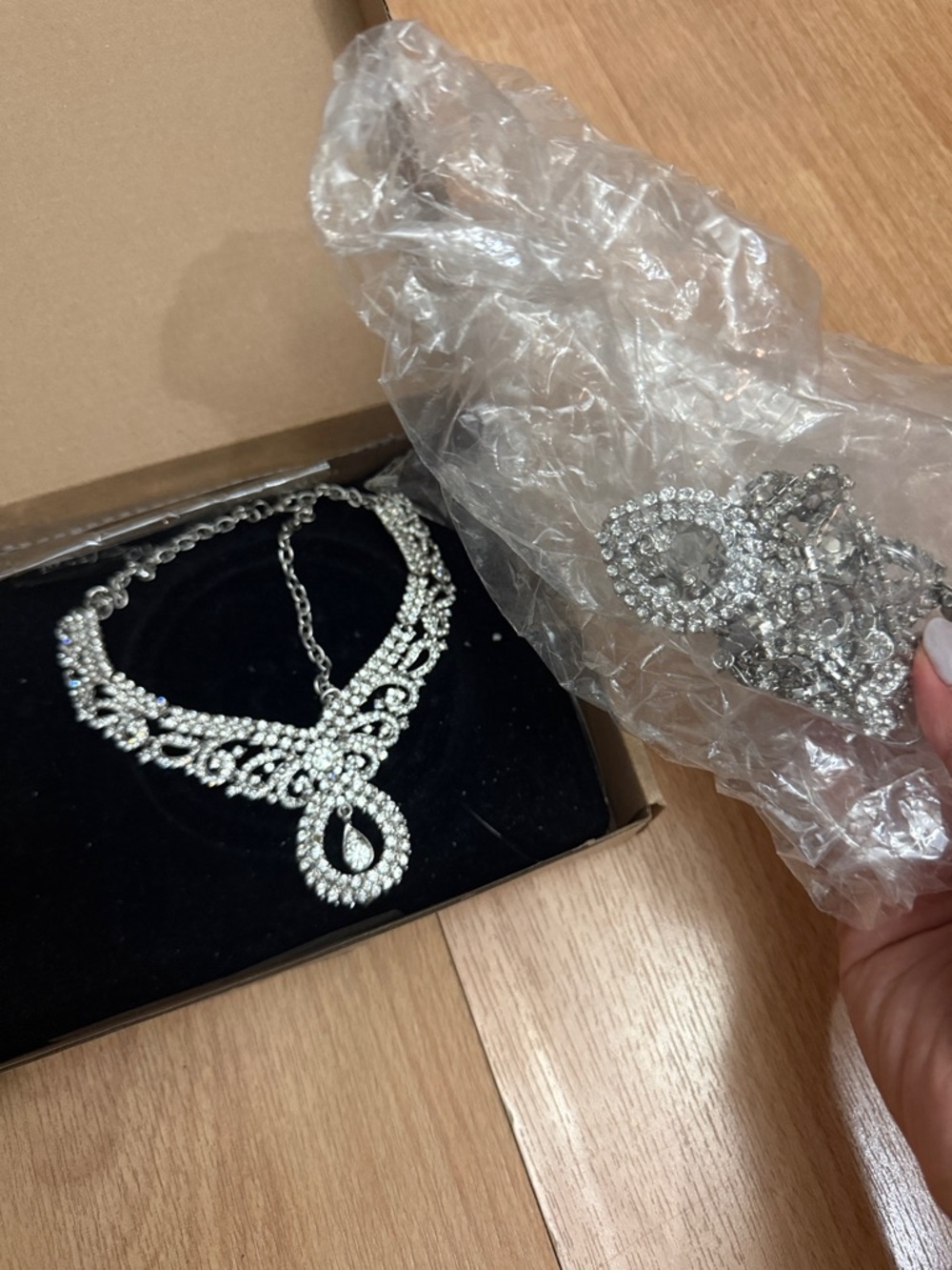 DONATING SOON Silver Crystal Teardrop Jewelry Set